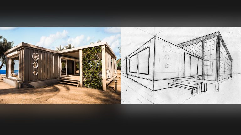 Perspective Architecture 3d Maison container Modélisation 3D Rendu 3D