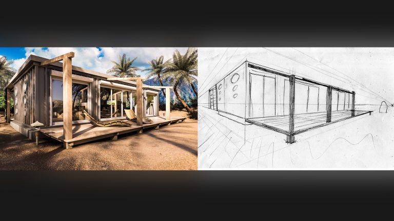 Perspective Architecture 3d Maison container Modélisation 3D Rendu 3D